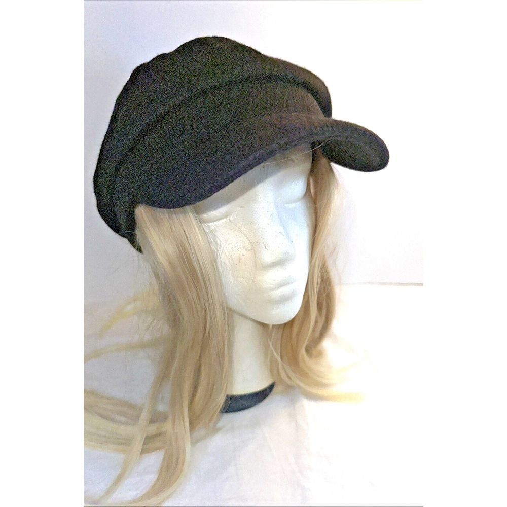 Black Newsboy Cap w/ Attached Long Straight Blonde Hair Wig Pretty Woman NWOT